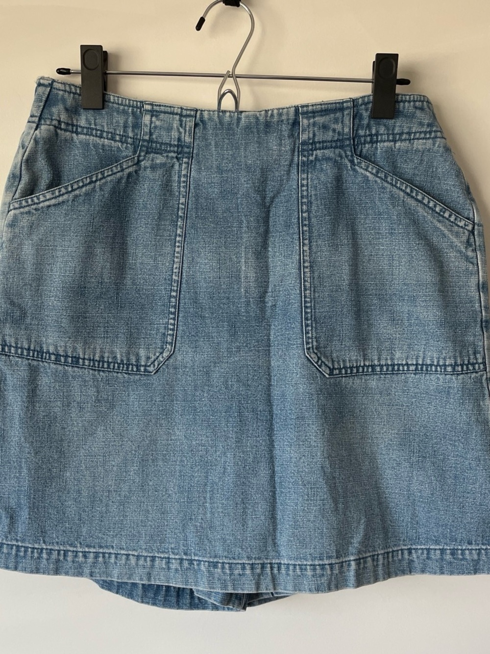 Vintage White Stag Denim Pocket A-Line Skort - Light Blue